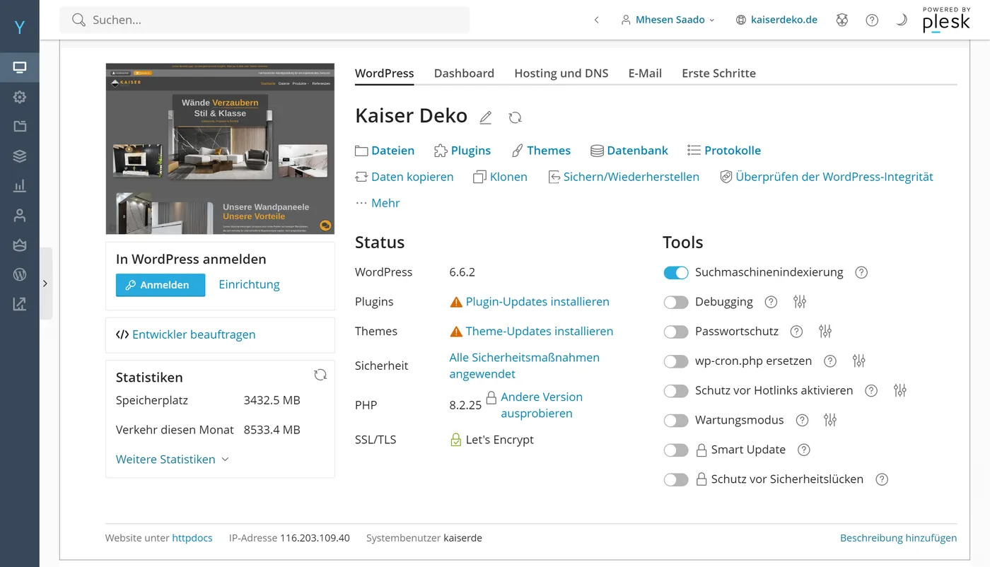 WP-Toolkit auf Ypsilon.host